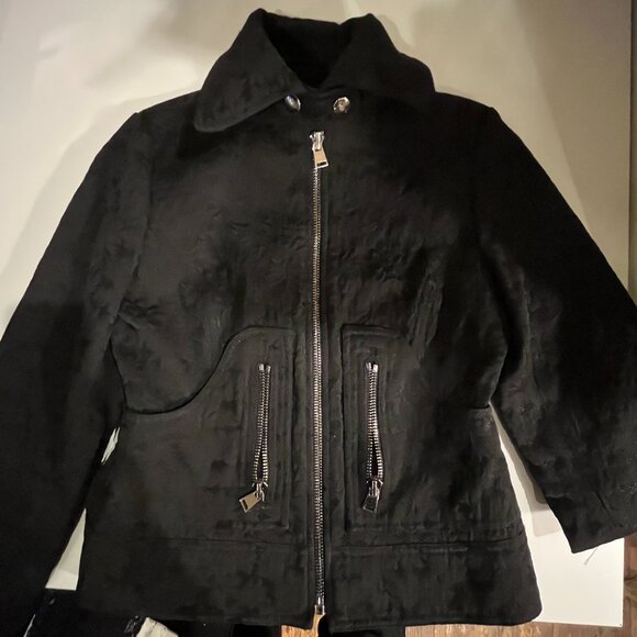 Carlisle Jackets & Blazers - Carlisle Black Brocade Moto Zip Front Jacket Size 4 / UK 6